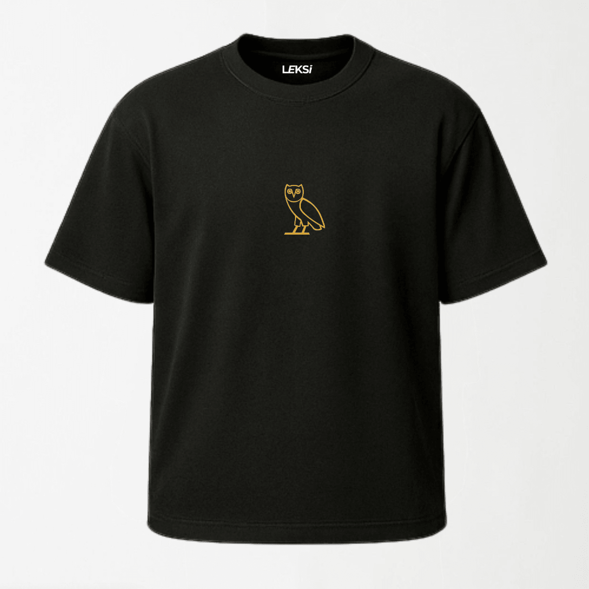 OVO (Beige Owl) - Black Round Neck Unisex T-Shirt XXS - Premium Unisex Graphic T-Shirt | LEKSI Pakistan