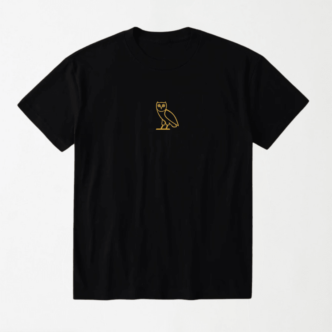 OVO (Beige Owl) - Black Round Neck Unisex T-Shirt XXS - Premium Unisex Graphic T-Shirt | LEKSI Pakistan