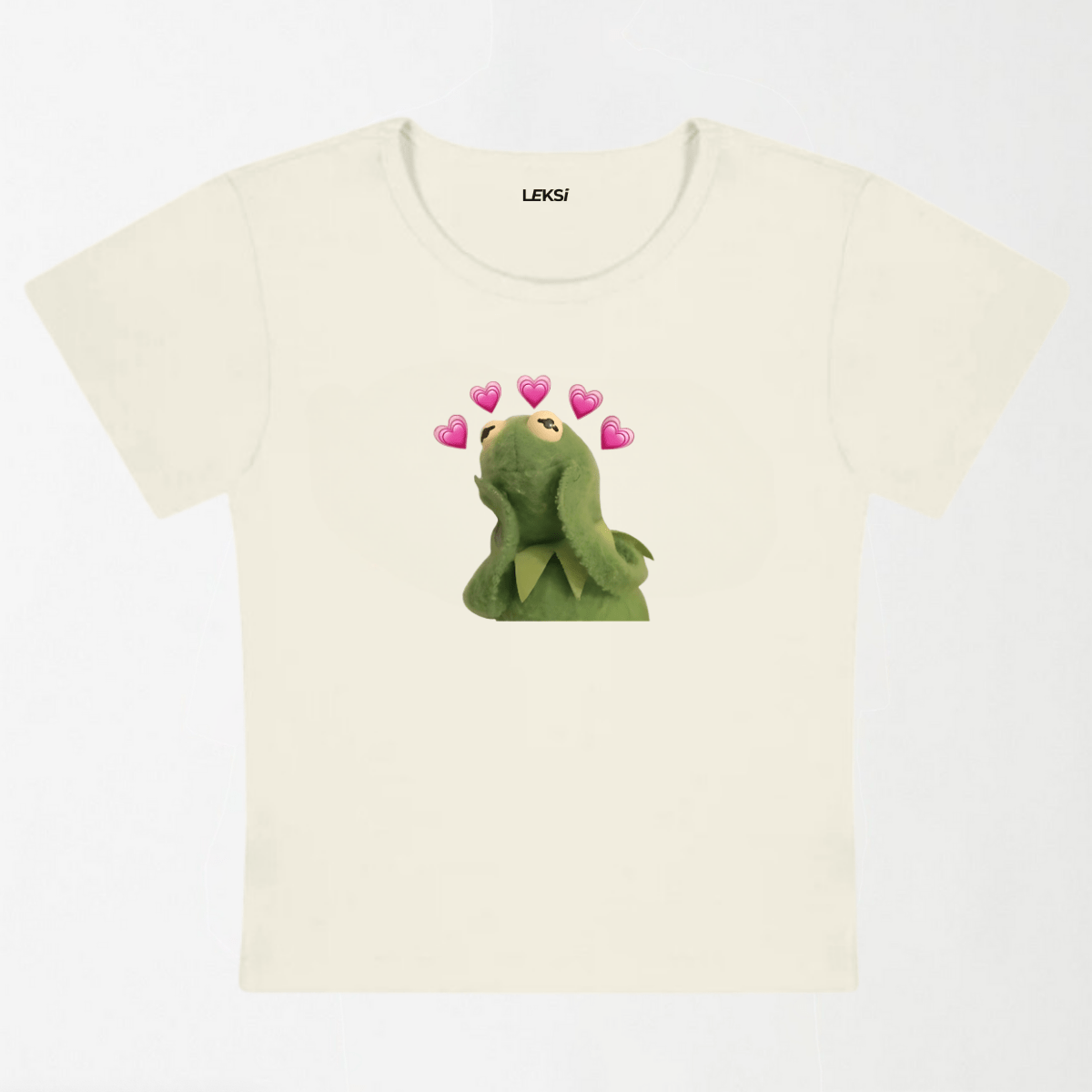 Pink Hearts Frog Y2K Baby Tee XXS - Premium Unisex | LEKSI Pakistan