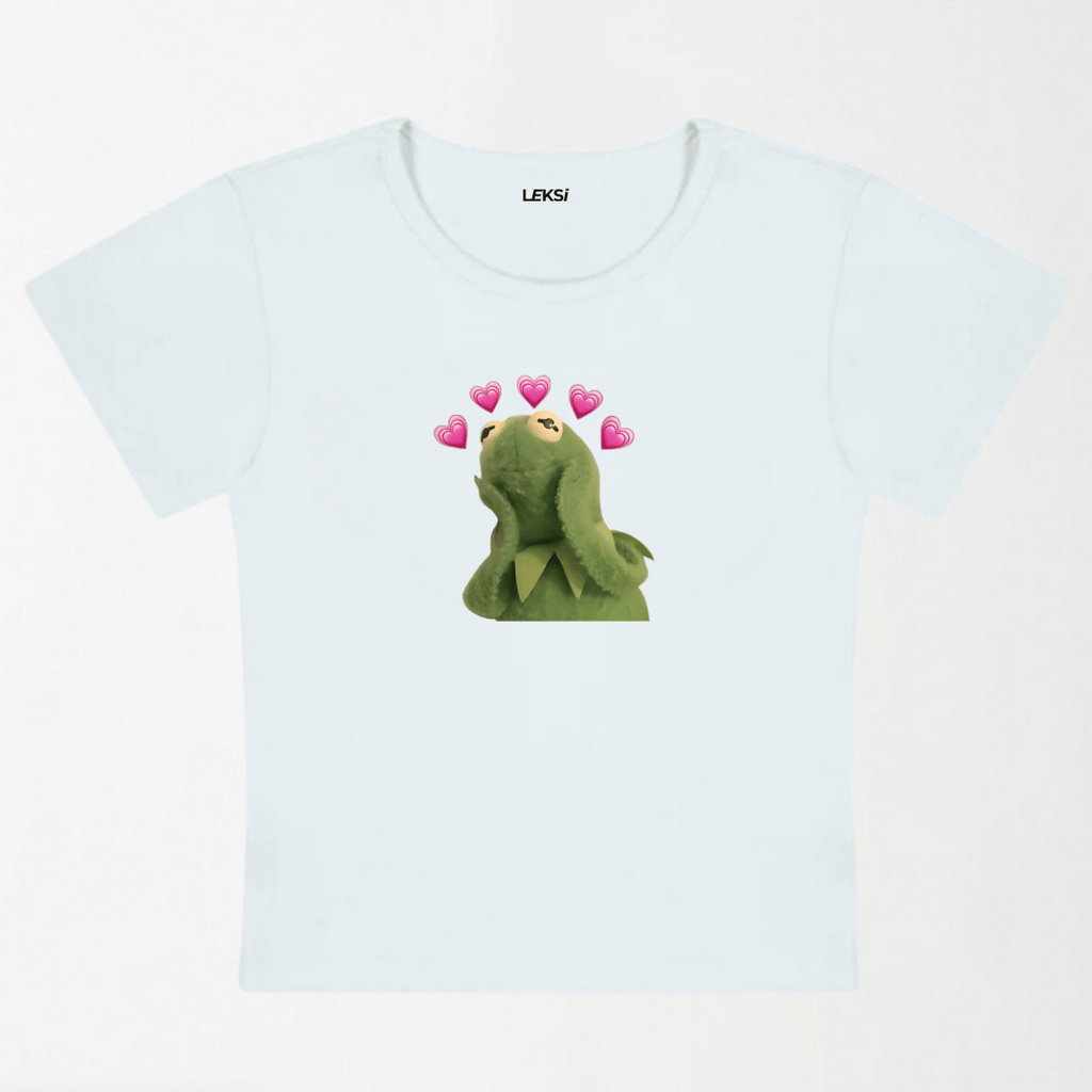 Pink Hearts Frog Y2K Baby Tee XXS - Premium Unisex | LEKSI Pakistan
