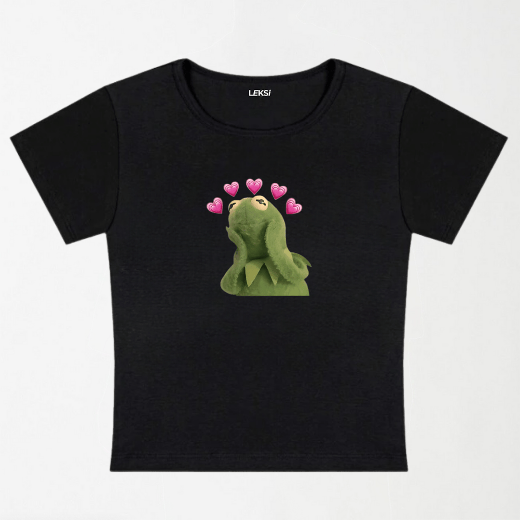 Pink Hearts Frog Y2K Baby Tee XXS - Premium Unisex | LEKSI Pakistan