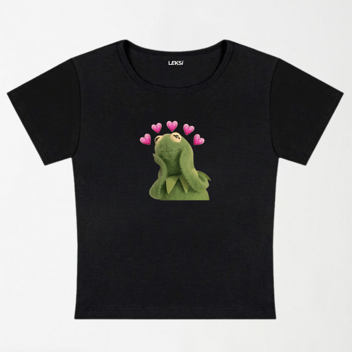 Pink Hearts Frog Y2K Baby Tee XXS - Premium Unisex | LEKSI Pakistan