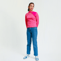 Pink Two Toned Cutout Neck Ribbed Shirt XXS - Premium Unisex Two - Tone | LEKSI Pakistan