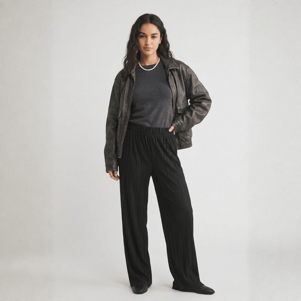 Plissé Straight - Leg Pants XS - Premium Unisex Baggy Pleated Pants | LEKSI Pakistan