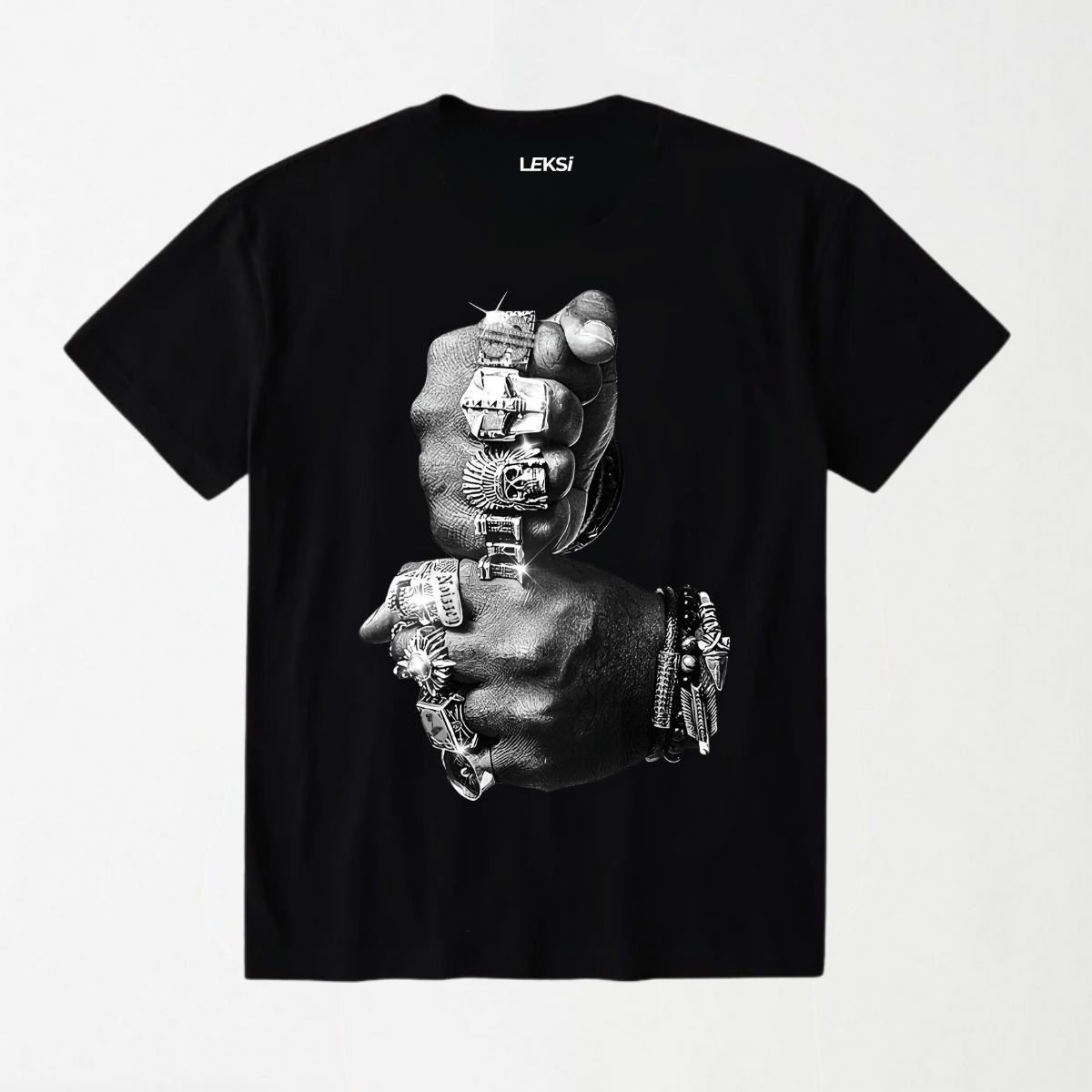 Power Hand - Round Neck Unisex T Shirt S - Premium Unisex Graphic T-Shirt | LEKSI Pakistan