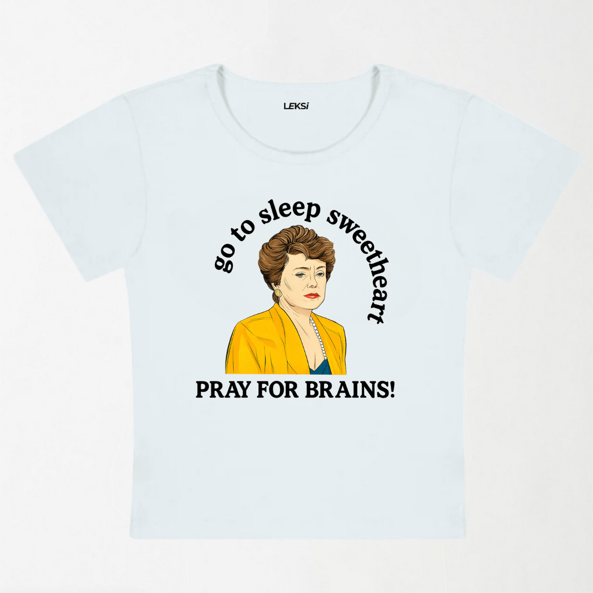 Pray For Brains Y2K Baby Tee XXS - Premium Unisex | LEKSI Pakistan