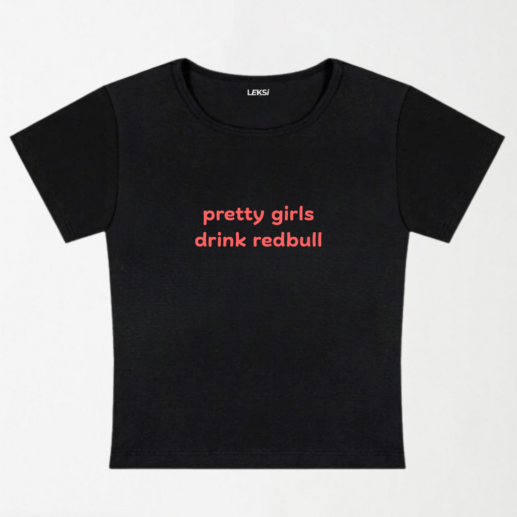 Pretty Girls Drink Redbull Y2K Baby Tee XXS - Premium Unisex | LEKSI Pakistan