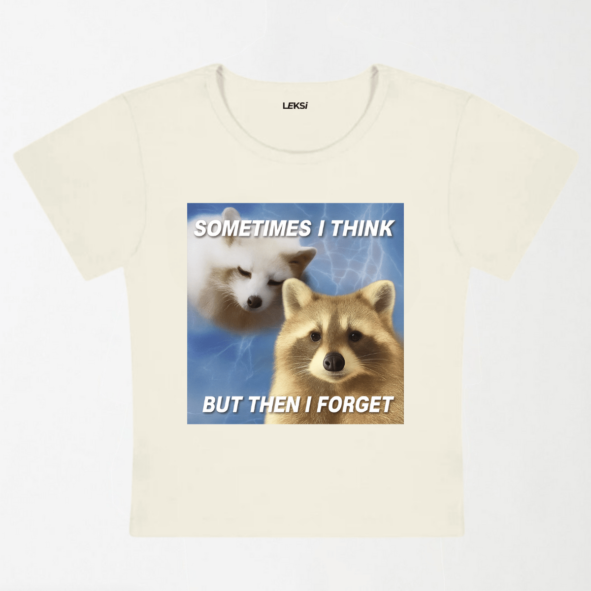 Raccoon Sometimes Think Y2K Baby Tee XXS - Premium Unisex | LEKSI Pakistan