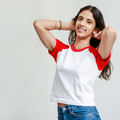 Red and White Raglan Baby Tee XXS - Premium Unisex | LEKSI Pakistan
