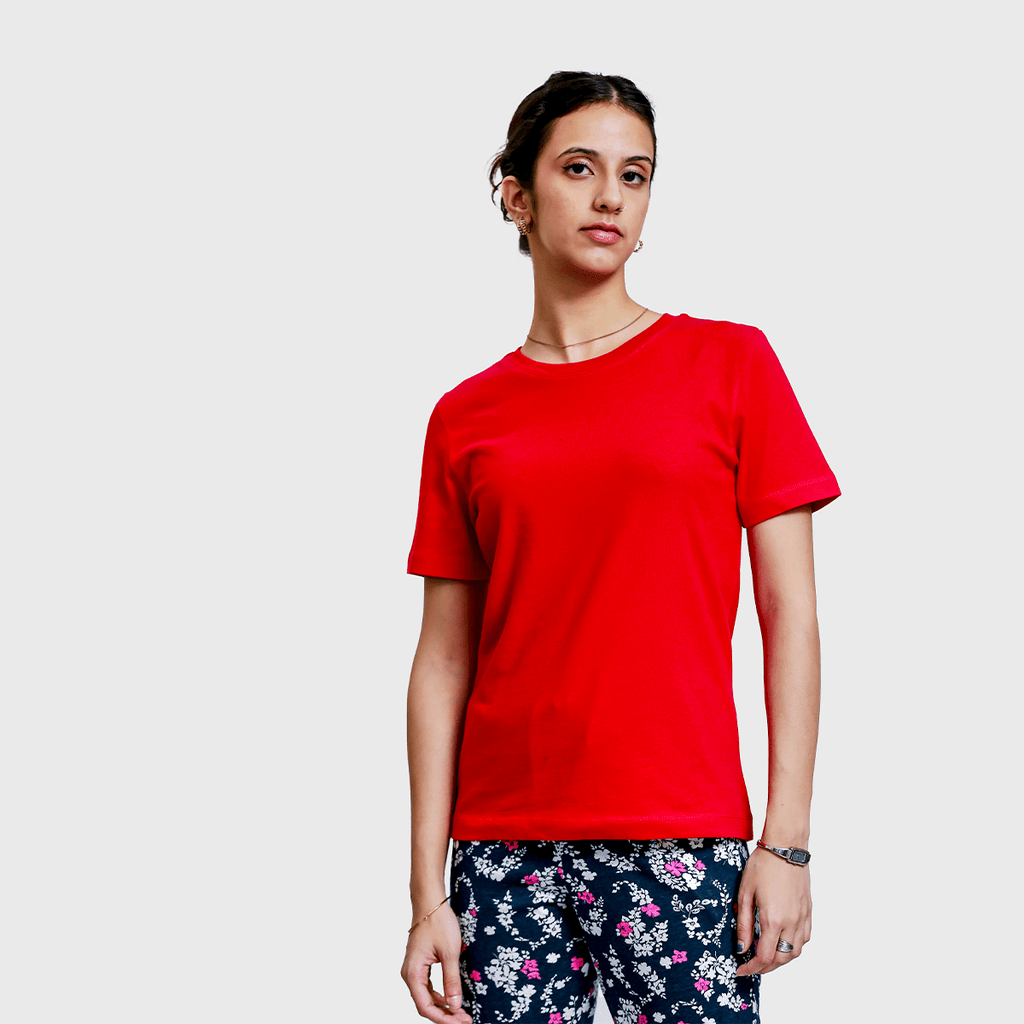 Red Crewneck Women's T-Shirt XS - Premium Unisex | LEKSI Pakistan