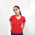 Red Ribbed V - Neck XXS - Premium Unisex | LEKSI Pakistan