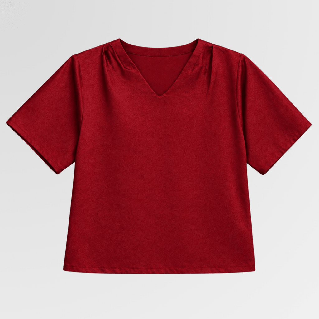 Red V-Neck Satin Blouse XS - Premium Unisex | LEKSI Pakistan