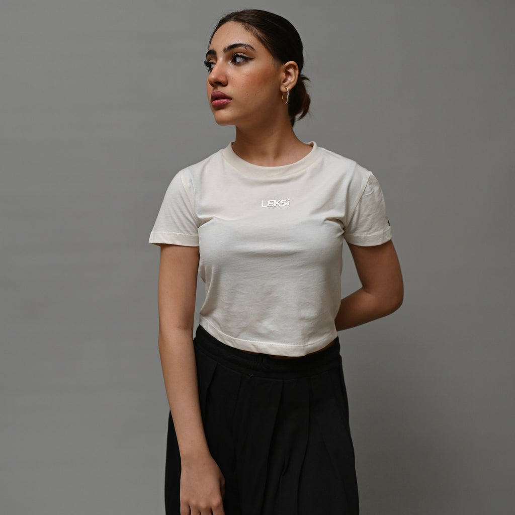 Redefined Essential Off White Cropped Top XXS - Premium Unisex | LEKSI Pakistan