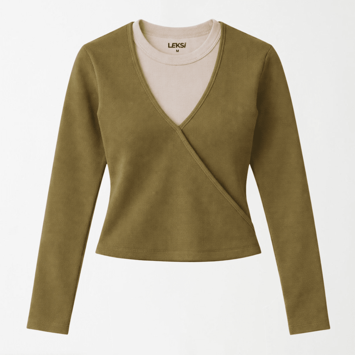 Ribbed Faux - Layered Wrap Top XS - Premium Unisex | LEKSI Pakistan