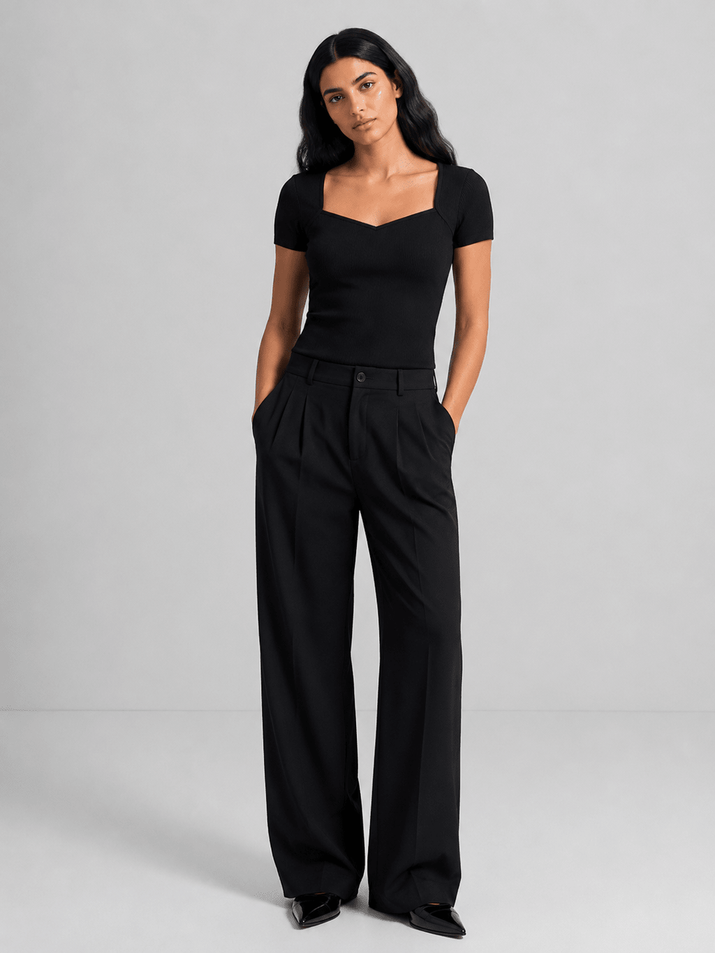 Ribbed Top with Diamond Neckline XXS - Premium Unisex Square Neck | LEKSI Pakistan