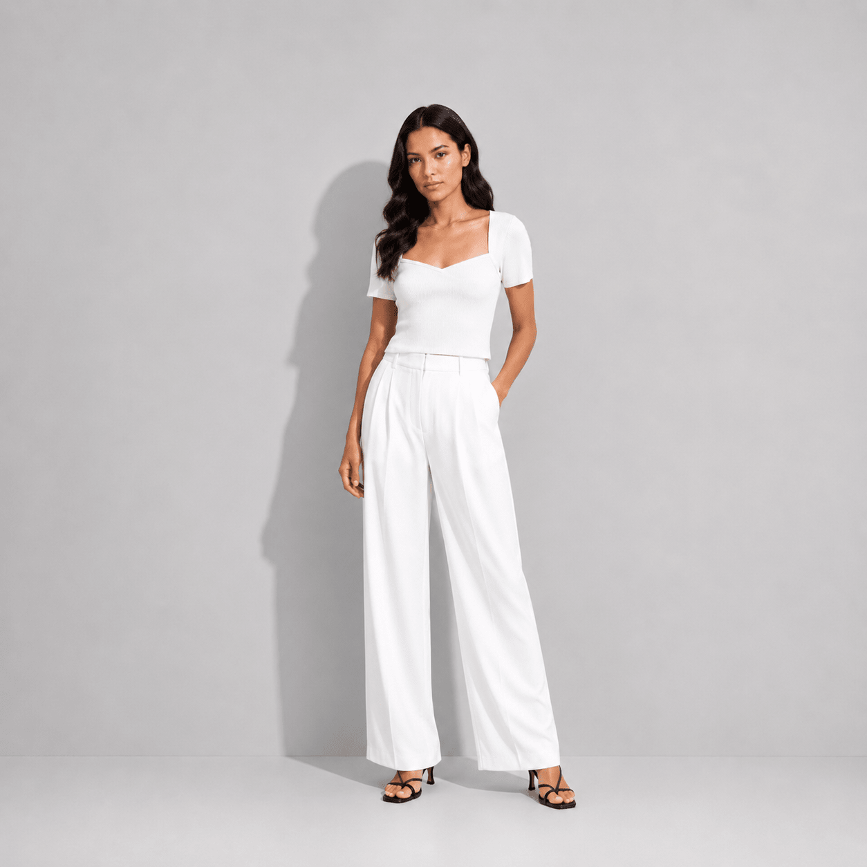 Ribbed Top with Diamond Neckline XXS - Premium Unisex Square Neck | LEKSI Pakistan
