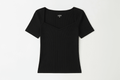 Ribbed Top with Diamond Neckline XXS - Premium Unisex Square Neck | LEKSI Pakistan