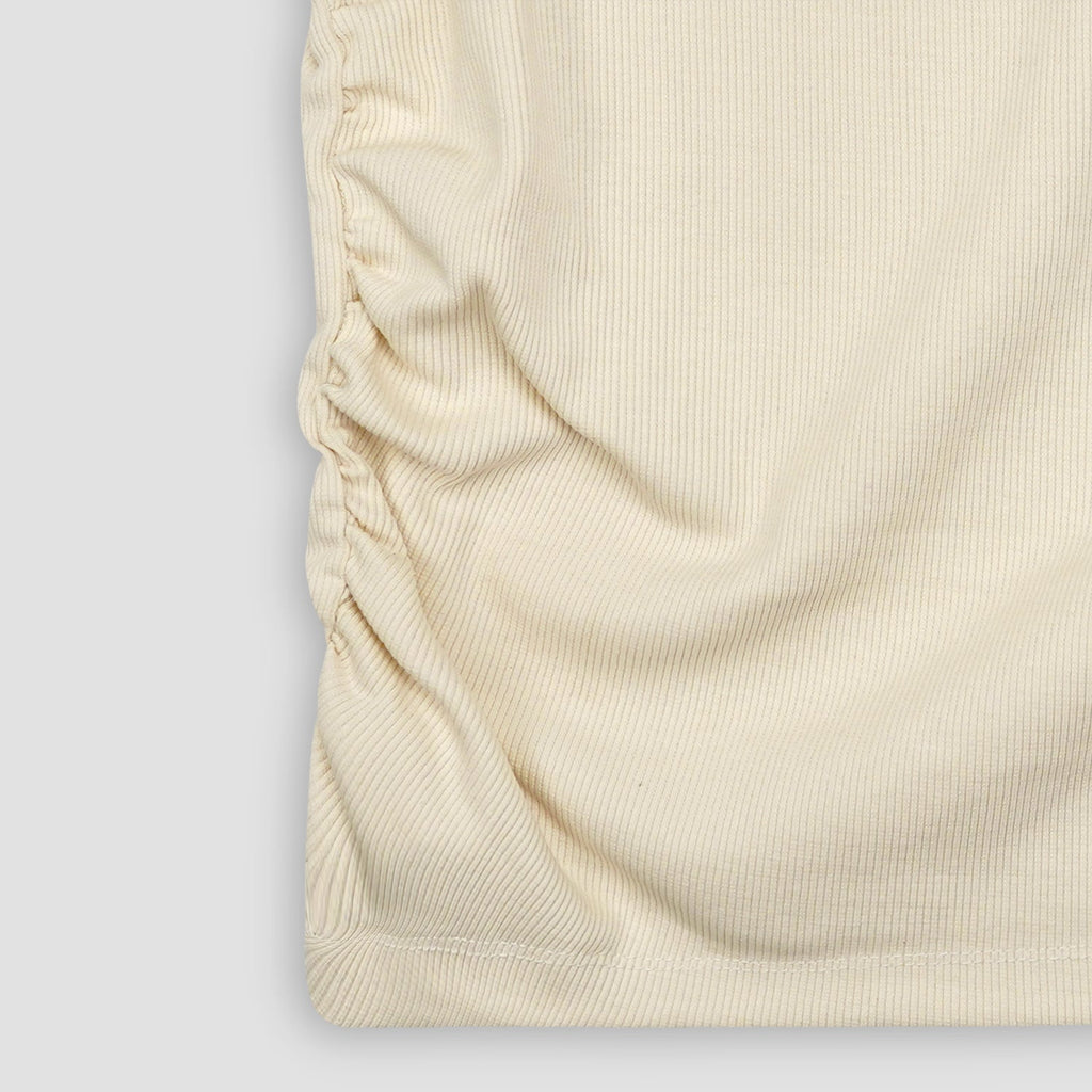 Ruched White Ribbed Top XXS - Premium Unisex | LEKSI Pakistan
