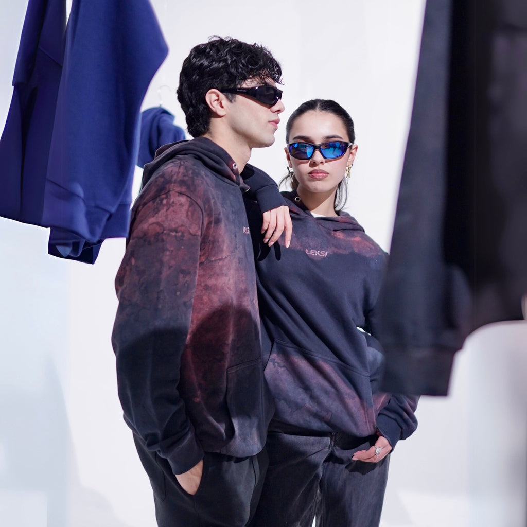 Rusty Black Acid Cloud Hoodie S - Premium Unisex Raglan Hoodie | LEKSI Pakistan