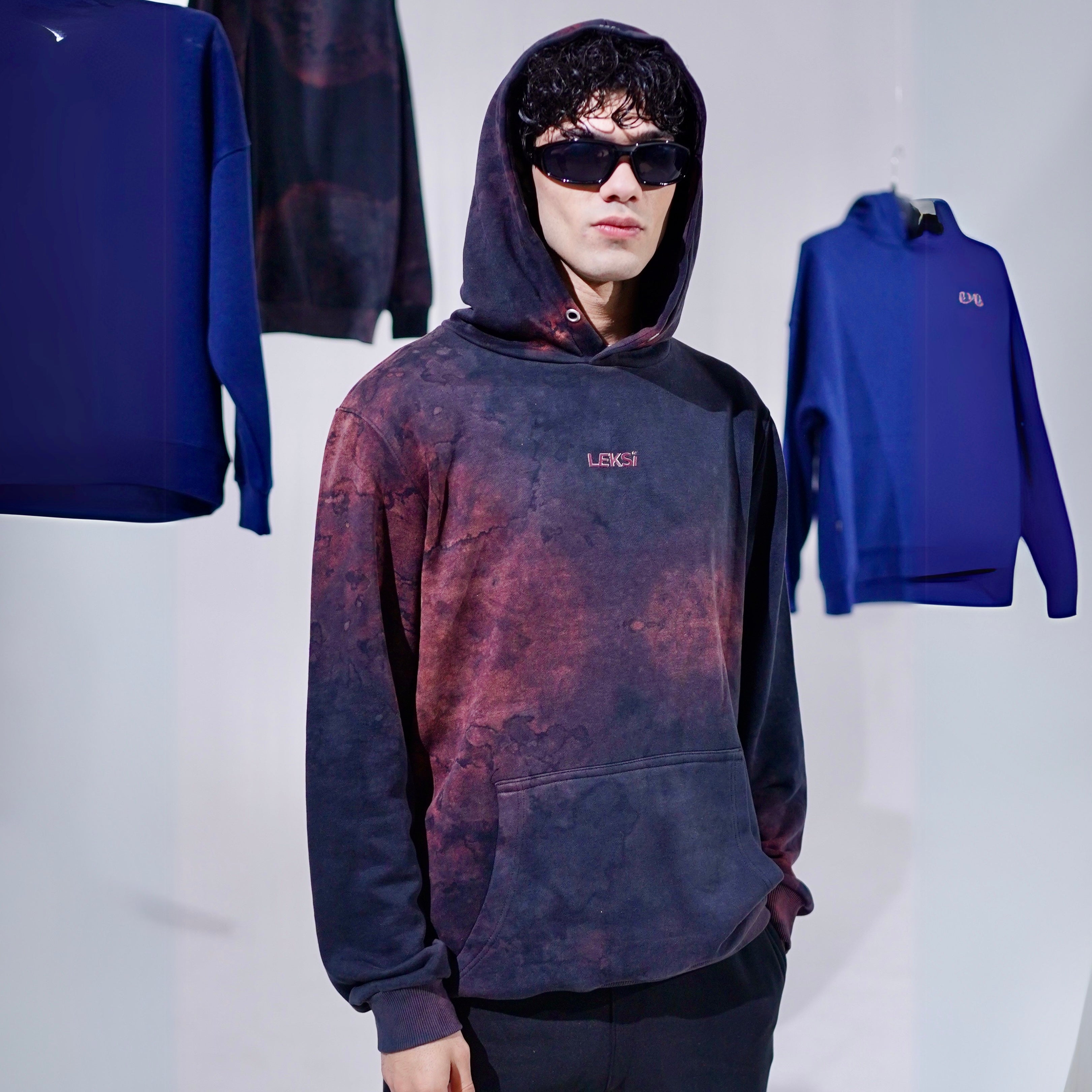 Rusty Black Acid Cloud Hoodie S - Premium Unisex Raglan Hoodie | LEKSI Pakistan