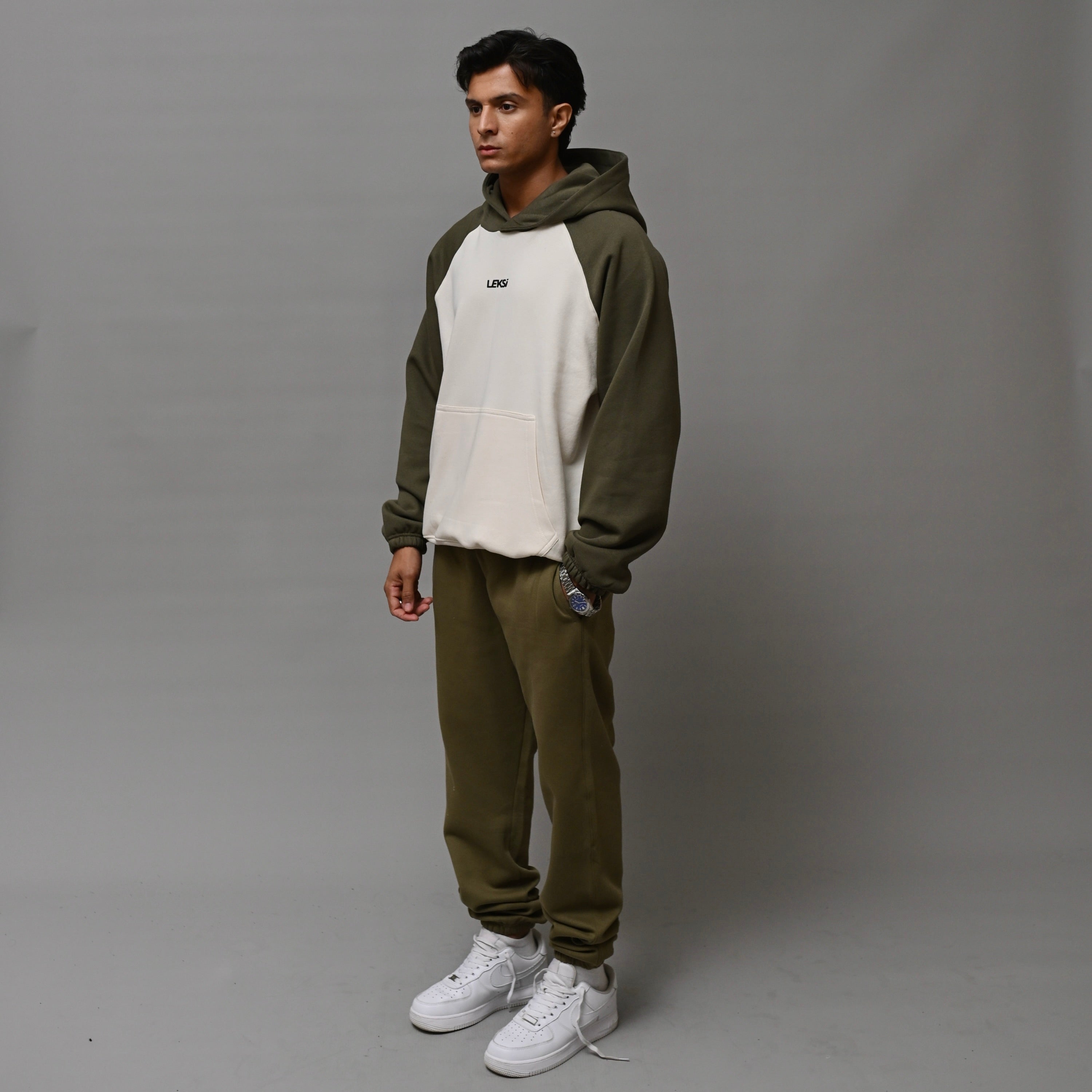 Sage Green Unisex Raglan Hoodie S - Premium Unisex Raglan Hoodie | LEKSI Pakistan