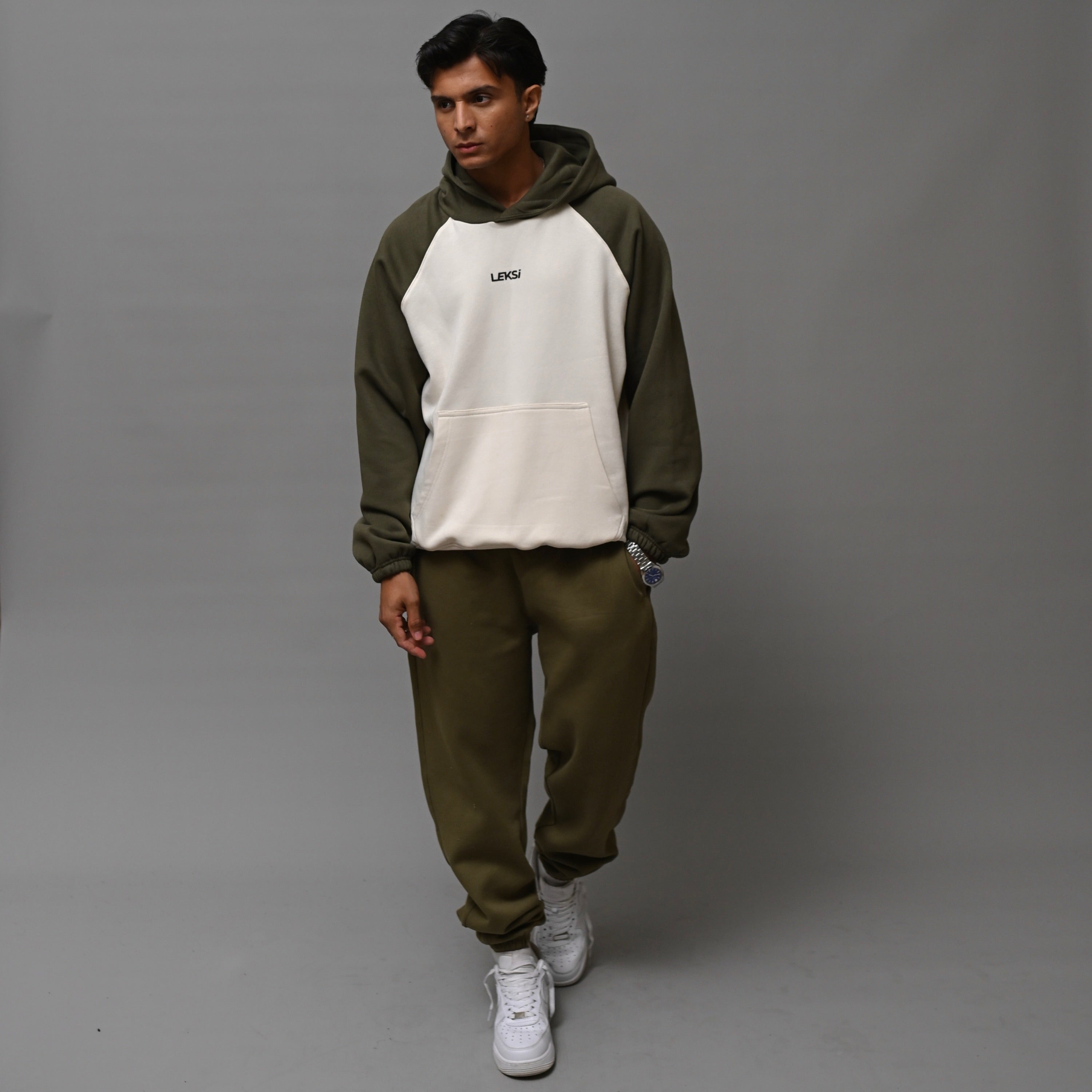 Sage Green Unisex Raglan Hoodie S - Premium Unisex Raglan Hoodie | LEKSI Pakistan