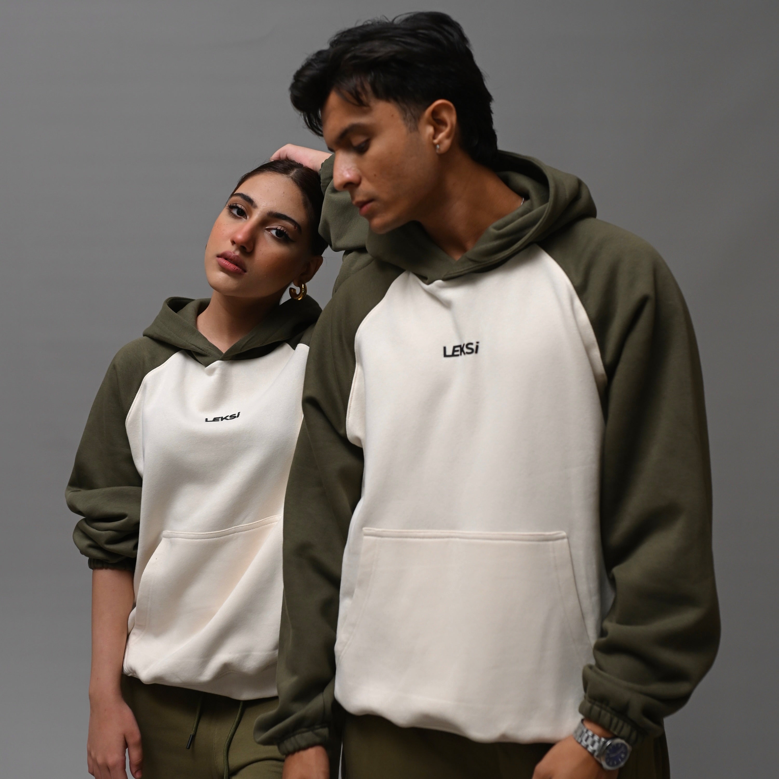Sage Green Unisex Raglan Hoodie S - Premium Unisex Raglan Hoodie | LEKSI Pakistan
