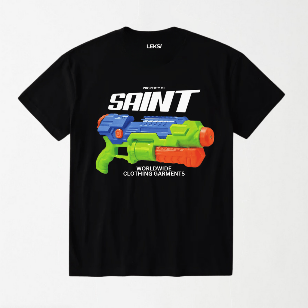 Saint Water Gun - Round Neck Unisex T Shirt S - Premium Unisex Graphic T-Shirt | LEKSI Pakistan