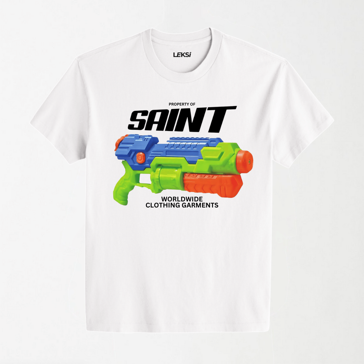 Saint Water Gun - Round Neck Unisex T Shirt S - Premium Unisex Graphic T-Shirt | LEKSI Pakistan