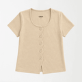 Sand Ribbed Scallop-Edge Ribbed Shirt XS - Premium Unisex Lettuce | LEKSI Pakistan