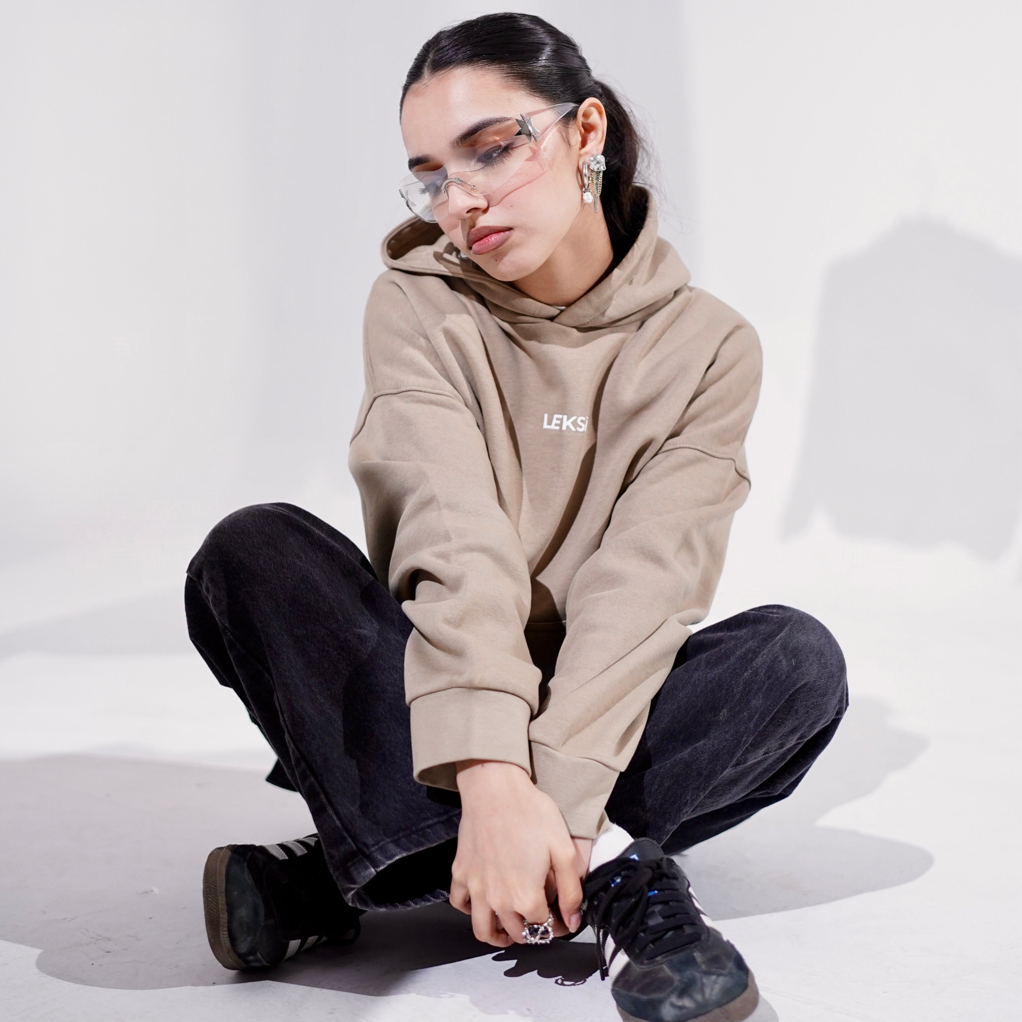 Sandstorm Beige Cloud Hoodie S - Premium Unisex Raglan Hoodie | LEKSI Pakistan