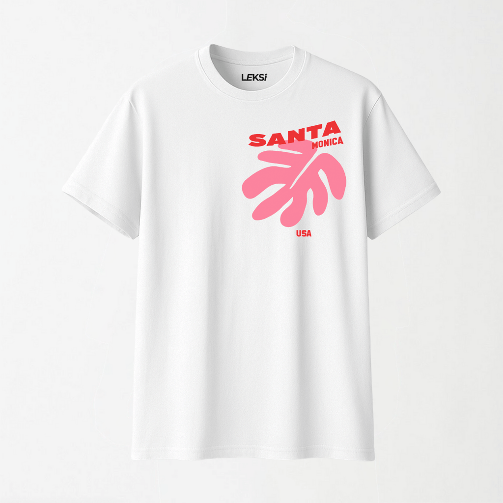 Santa Monica - Round Neck Unisex T Shirt S - Premium Unisex Graphic T-Shirt | LEKSI Pakistan