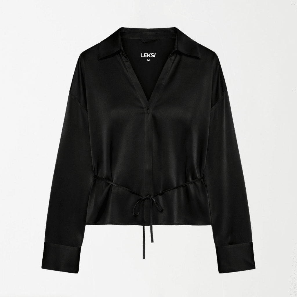 Satin Blouse With Thin Belt XS - Premium Unisex | LEKSI Pakistan
