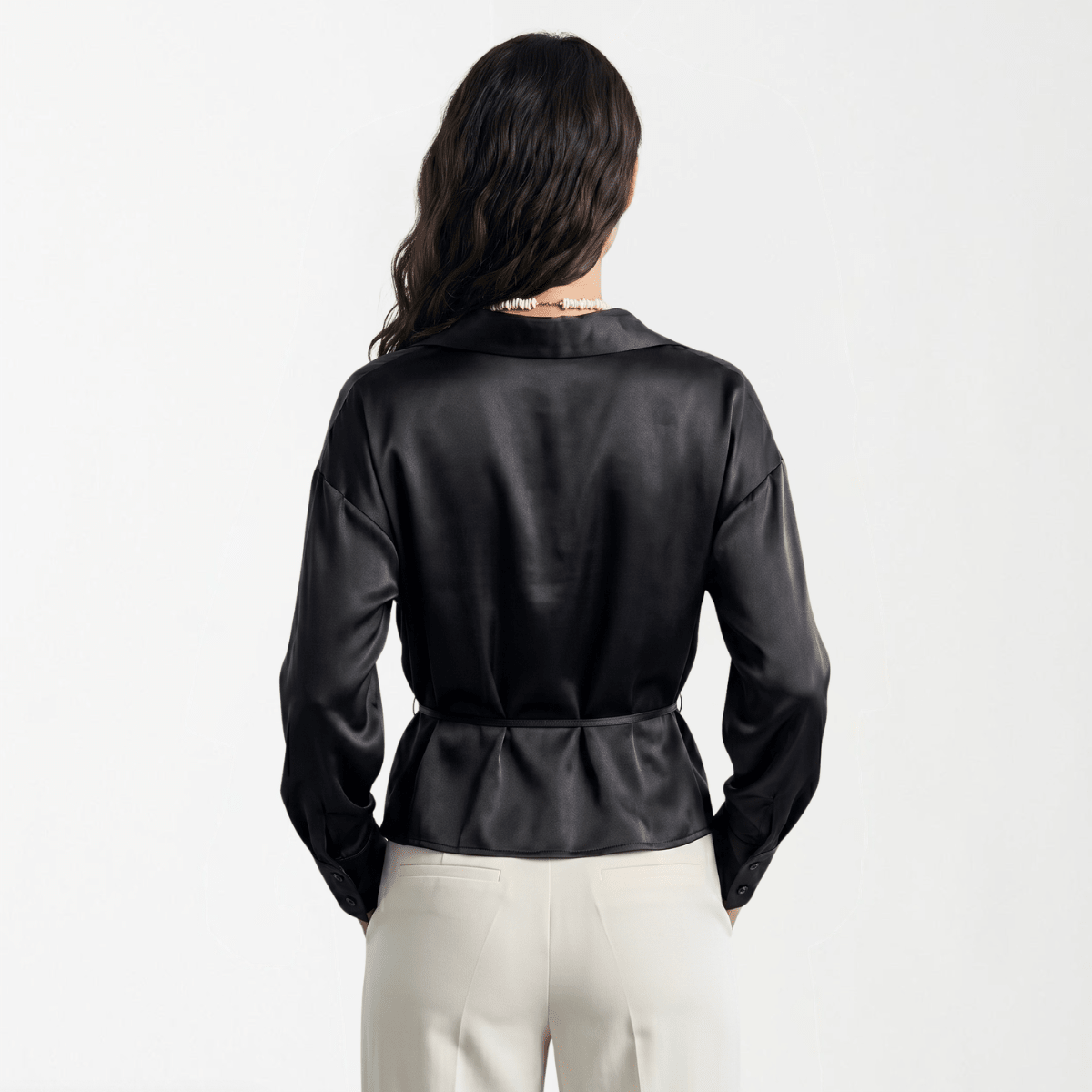 Satin Blouse With Thin Belt XS - Premium Unisex | LEKSI Pakistan