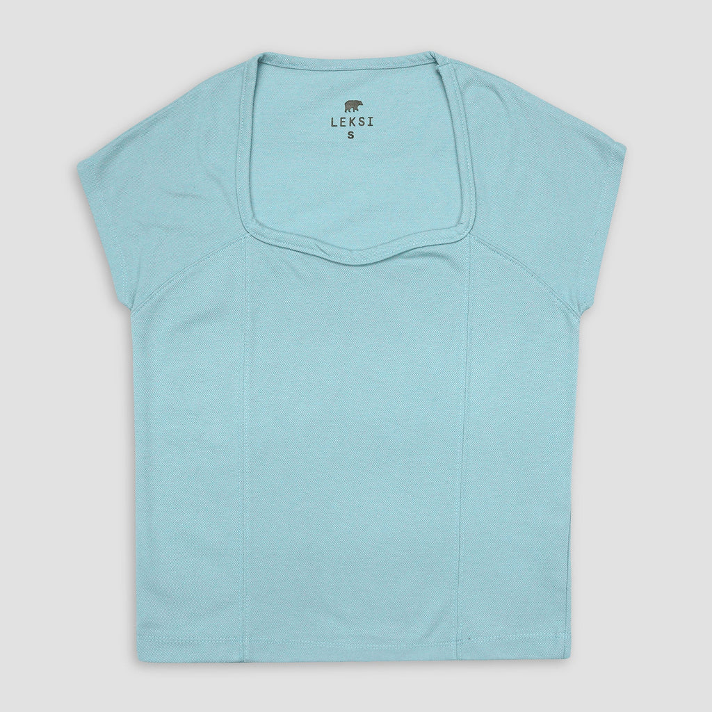 Sky Blue Polo Knit Top XS - Premium Unisex | LEKSI Pakistan