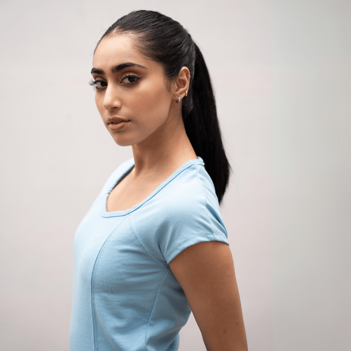 Sky Blue Polo Knit Top XS - Premium Unisex | LEKSI Pakistan