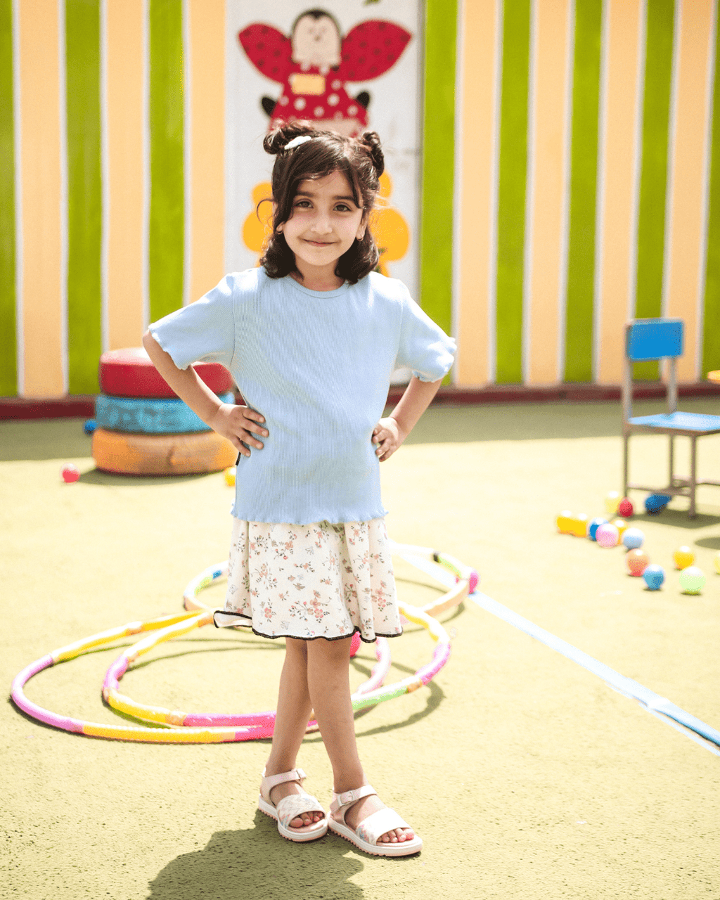 Sky Blue Ribbed Shirt - Girls 2 - 3 Years - Premium Unisex | LEKSI Pakistan