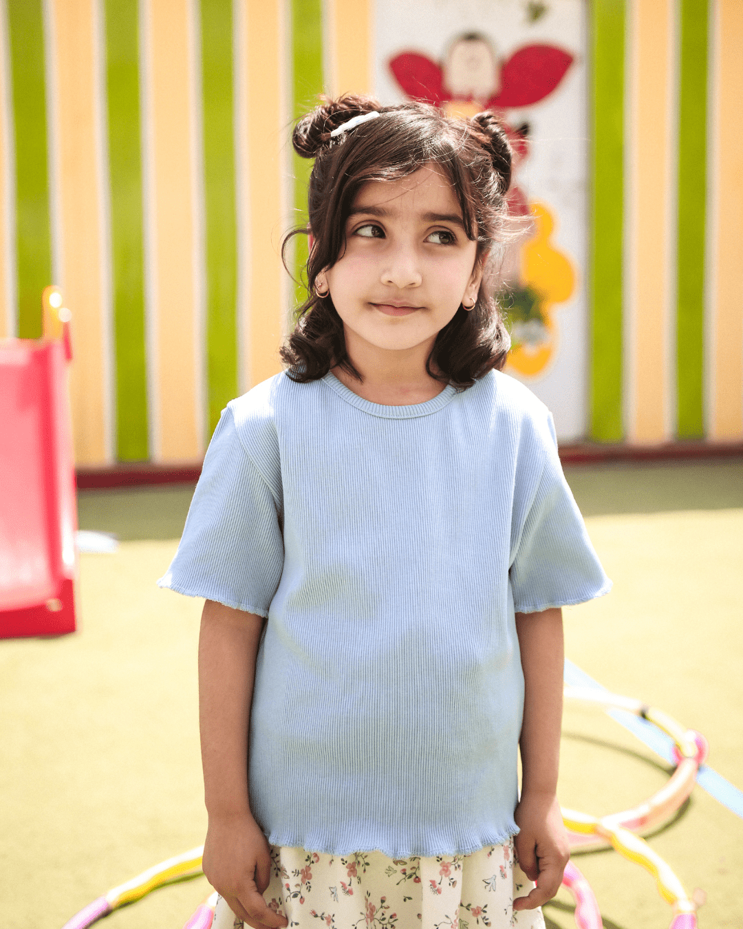 Sky Blue Ribbed Shirt - Girls 2 - 3 Years - Premium Unisex | LEKSI Pakistan