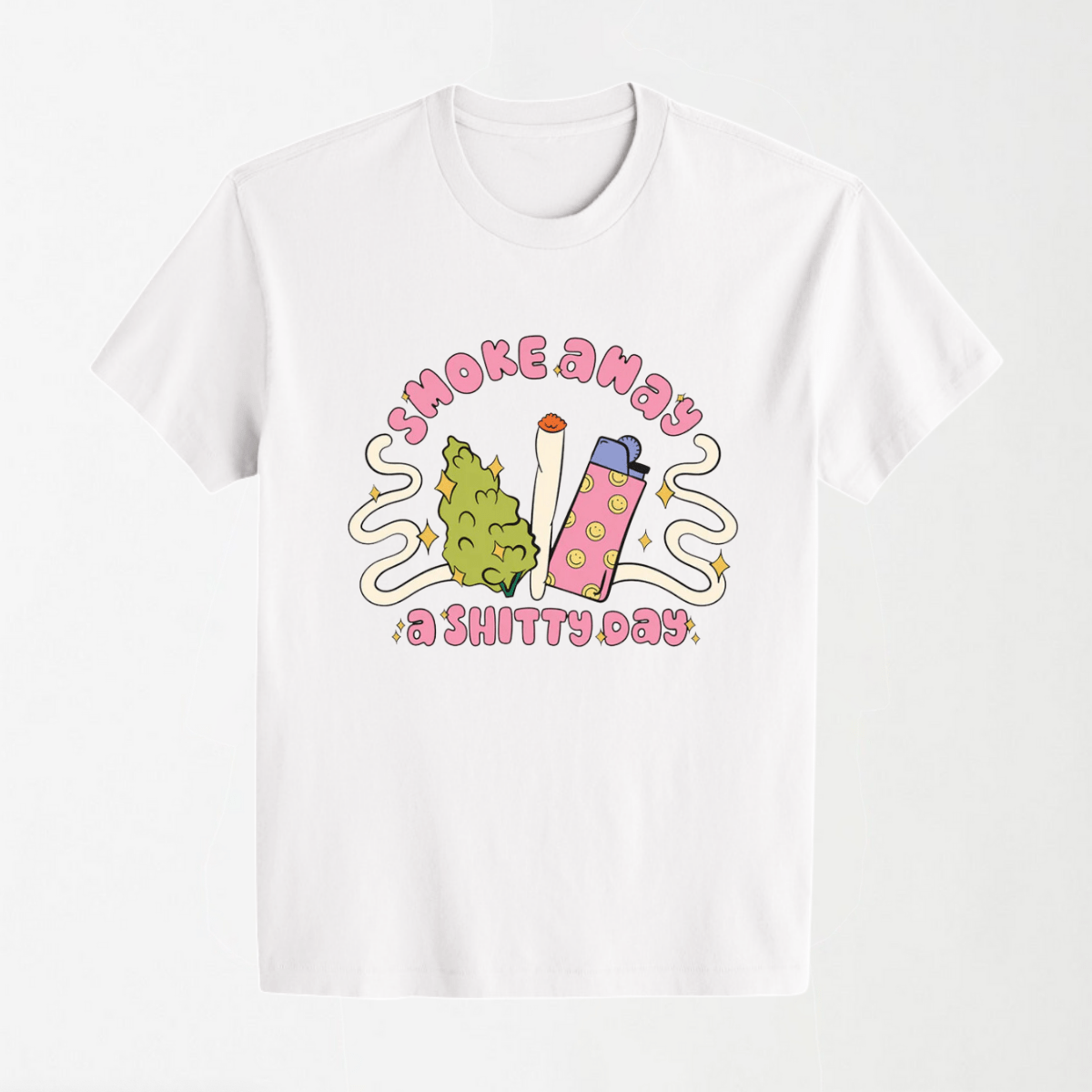 Smoke Away A Shixxy Day - Round Neck Unisex T Shirt S - Premium Unisex Graphic T-Shirt | LEKSI Pakistan