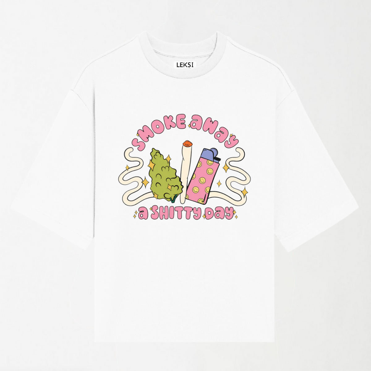 Smoke Away A Shixxy Day - Round Neck Unisex T Shirt S - Premium Unisex Graphic T-Shirt | LEKSI Pakistan