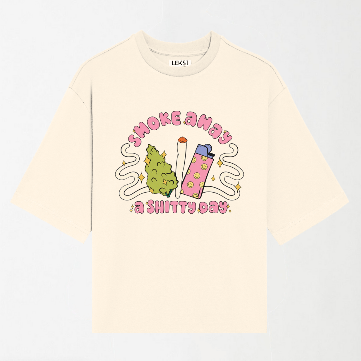 Smoke Away A Shixxy Day - Round Neck Unisex T Shirt S - Premium Unisex Graphic T-Shirt | LEKSI Pakistan