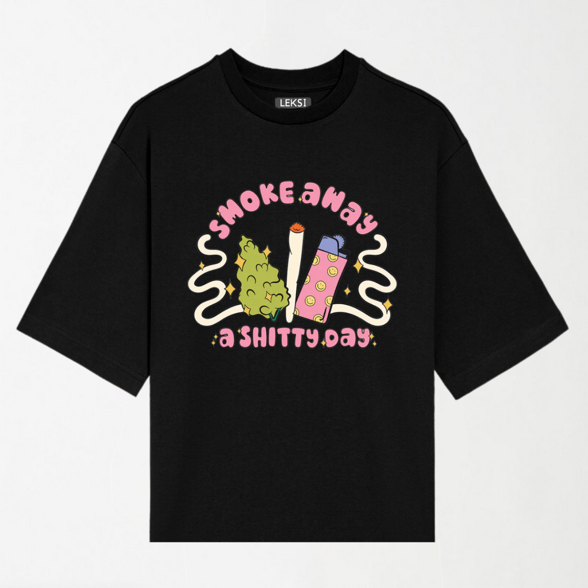 Smoke Away A Shixxy Day - Round Neck Unisex T Shirt S - Premium Unisex Graphic T-Shirt | LEKSI Pakistan