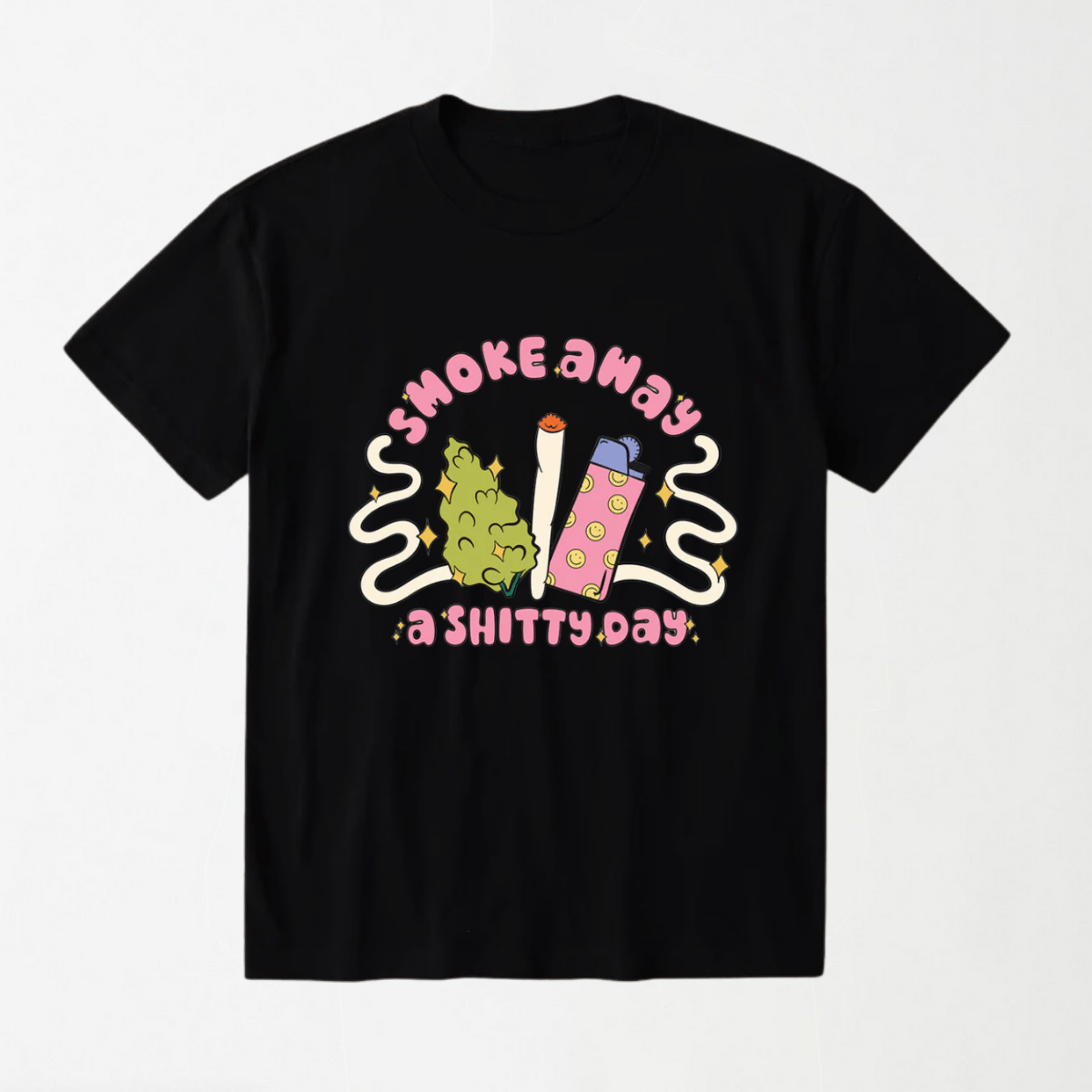 Smoke Away A Shixxy Day - Round Neck Unisex T Shirt S - Premium Unisex Graphic T-Shirt | LEKSI Pakistan