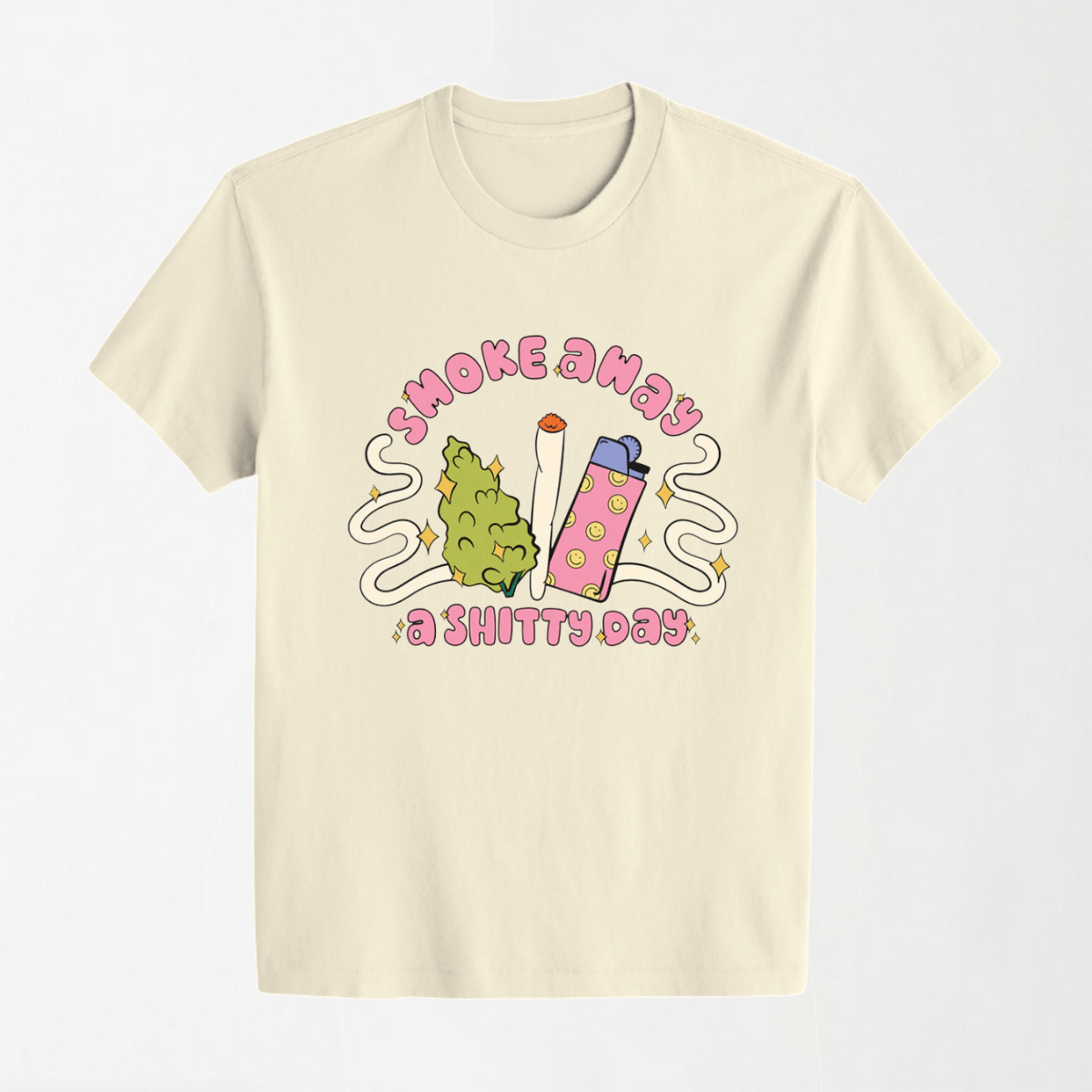 Smoke Away A Shixxy Day - Round Neck Unisex T Shirt S - Premium Unisex Graphic T-Shirt | LEKSI Pakistan