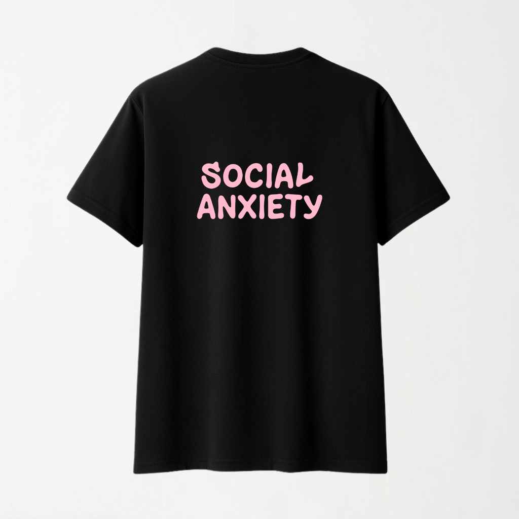 Social Anxiety - Round Neck Unisex T Shirt S - Premium Unisex Graphic T-Shirt | LEKSI Pakistan