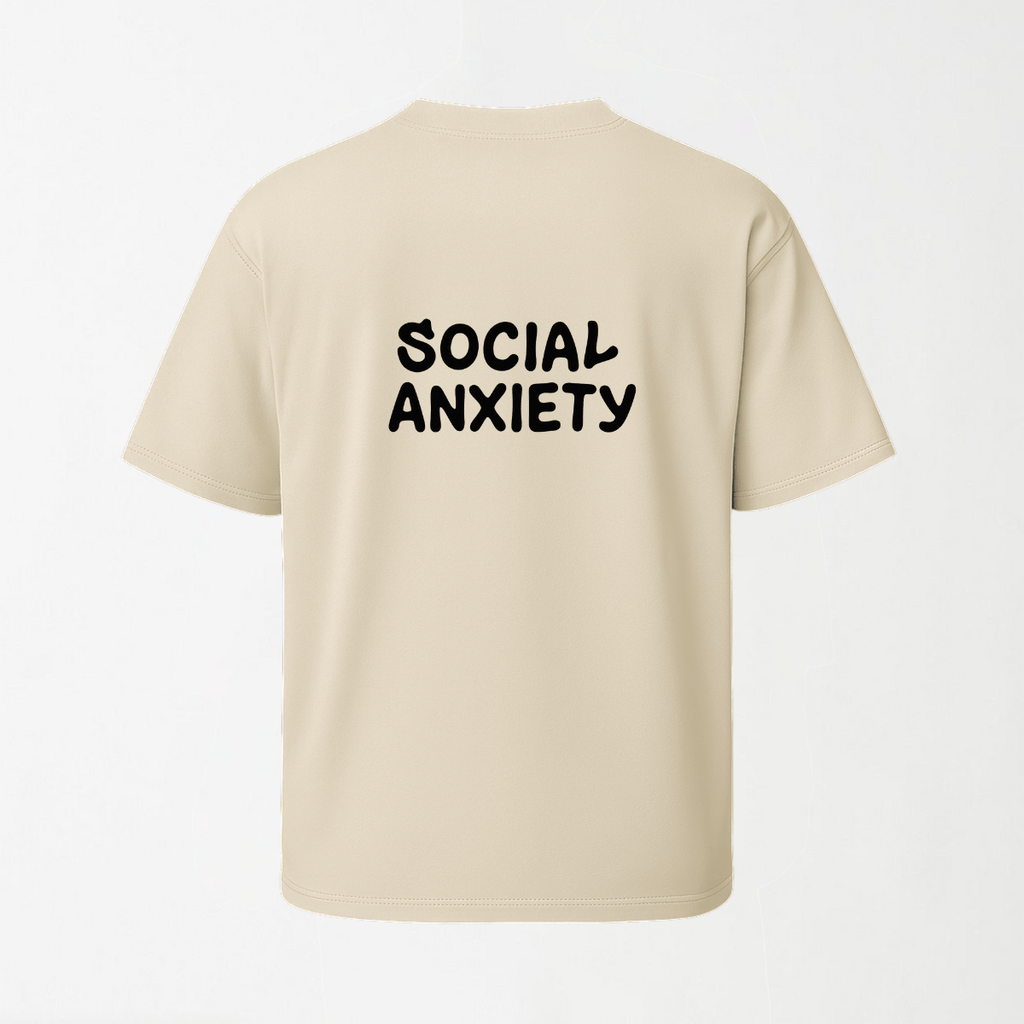Social Anxiety - Round Neck Unisex T Shirt S - Premium Unisex Graphic T-Shirt | LEKSI Pakistan