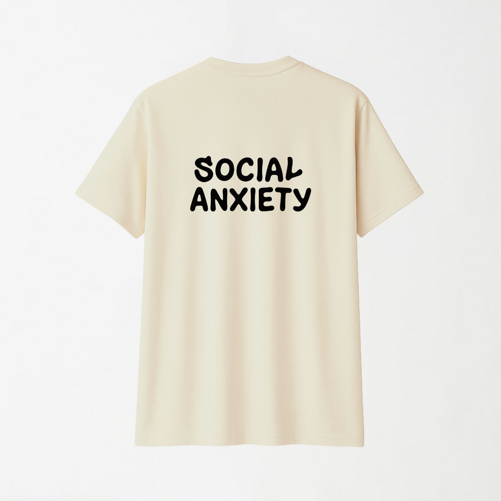 Social Anxiety - Round Neck Unisex T Shirt S - Premium Unisex Graphic T-Shirt | LEKSI Pakistan
