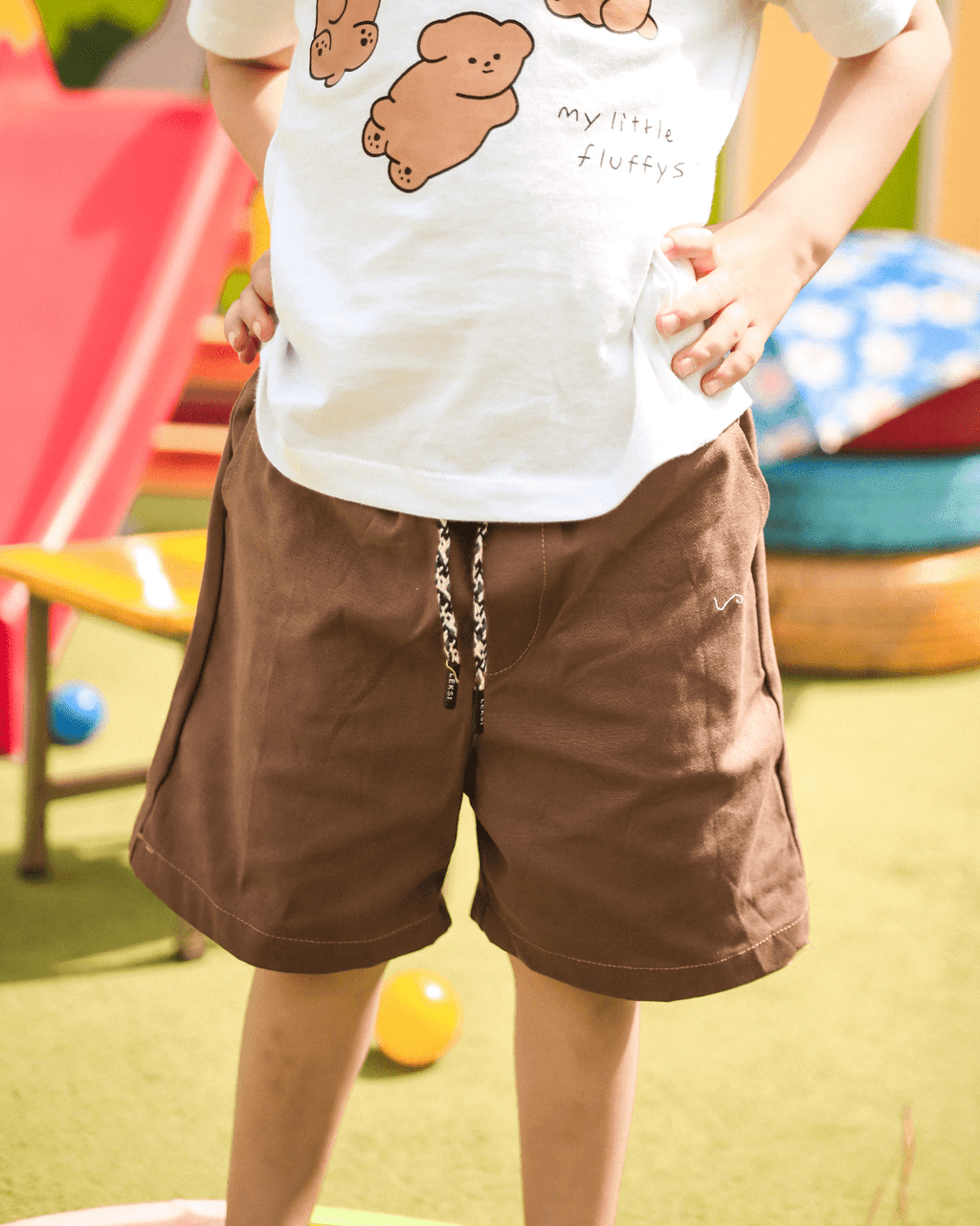 Solid Brown Cotton Shorts - Kids Unisex 2 - 3 Years - Premium Unisex | LEKSI Pakistan