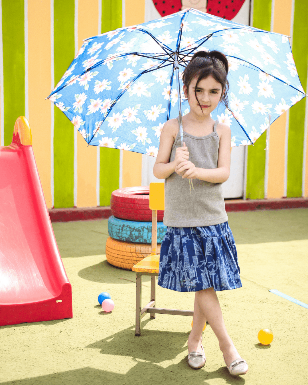 Spaghetti Strap Girls Ribbed Grey Top 2 - 3 Years - Premium Unisex | LEKSI Pakistan