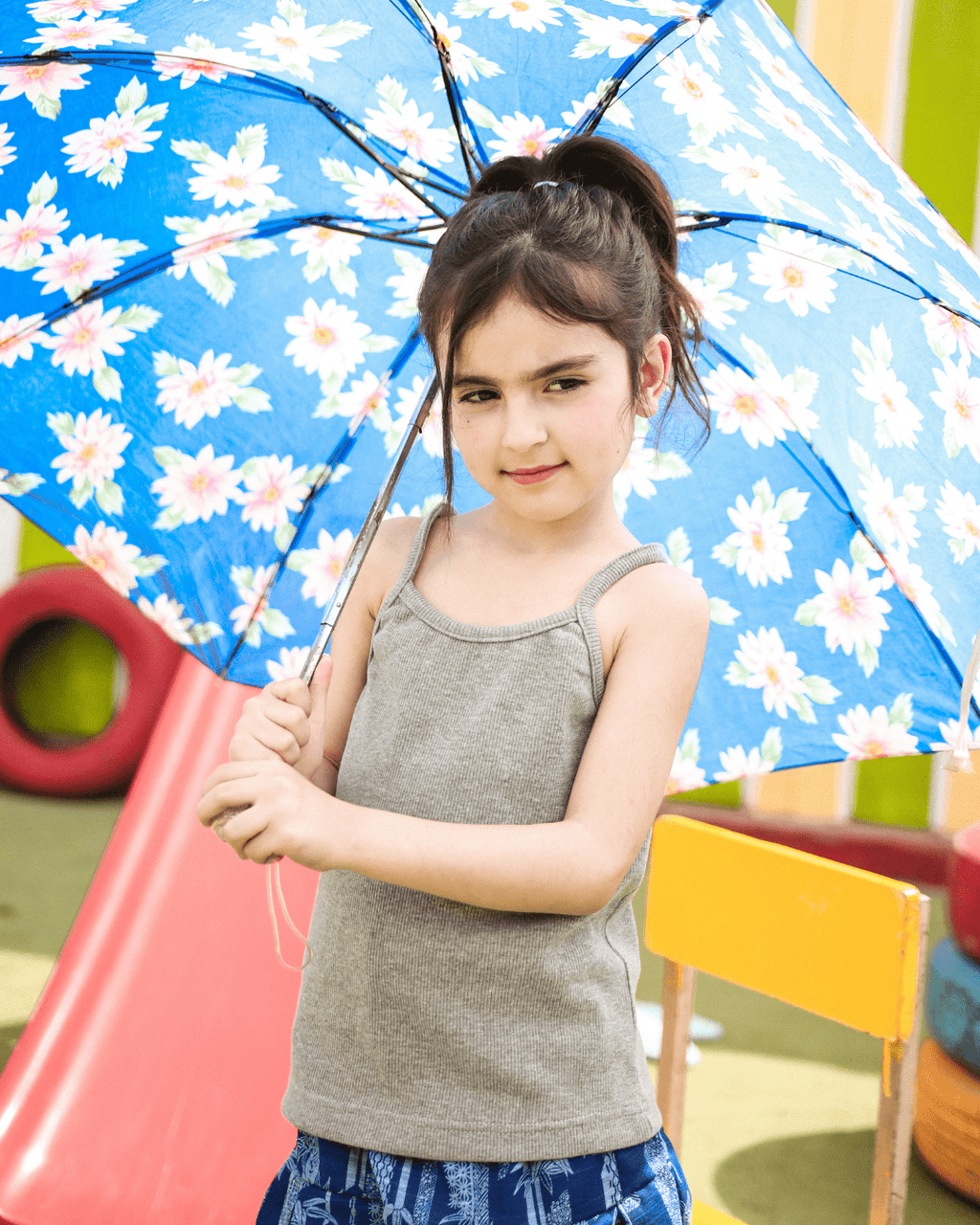 Spaghetti Strap Girls Ribbed Grey Top 2 - 3 Years - Premium Unisex | LEKSI Pakistan